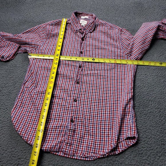 J. Crew Slim Shirt Mens Medium Brushed Twill Check Button Cotton Long Sleeve Red - Picture 8 of 8